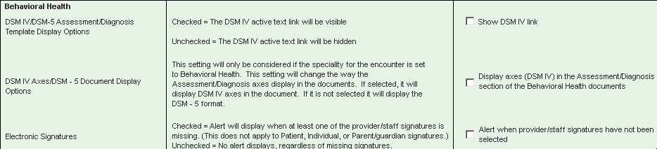 Behavioral Health section