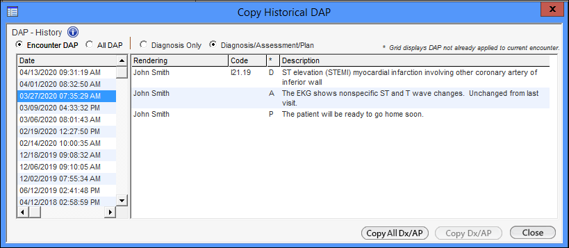 Copy Historical DAP