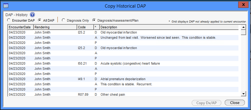 Copy Historical DAP - All DAP