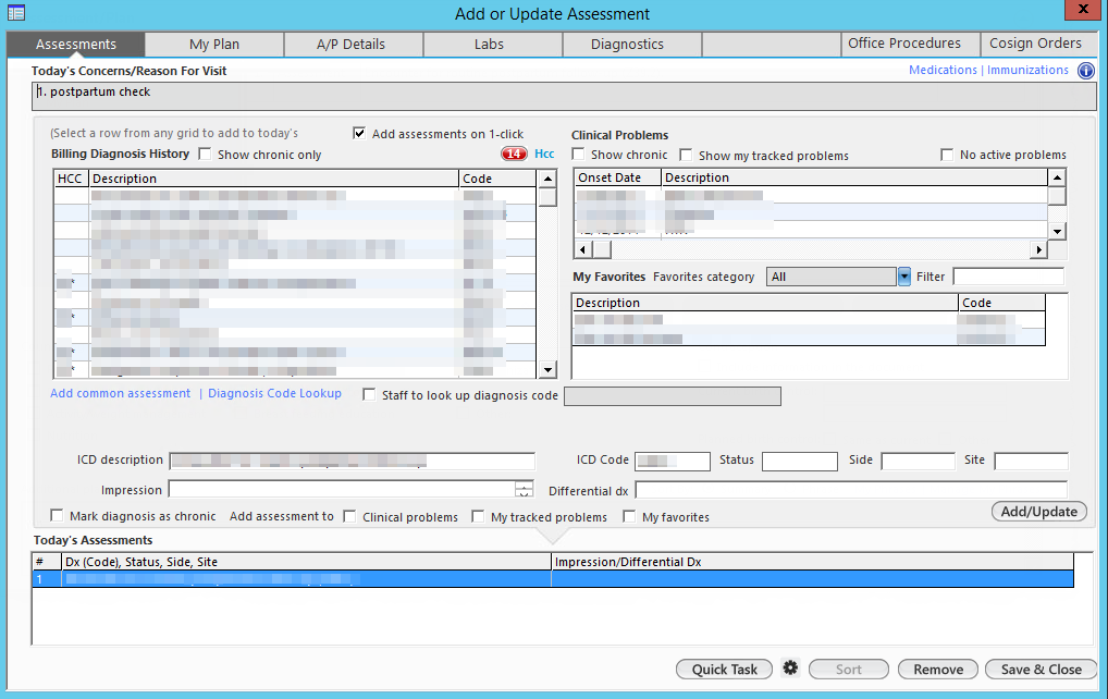 Add or Update Assessment
