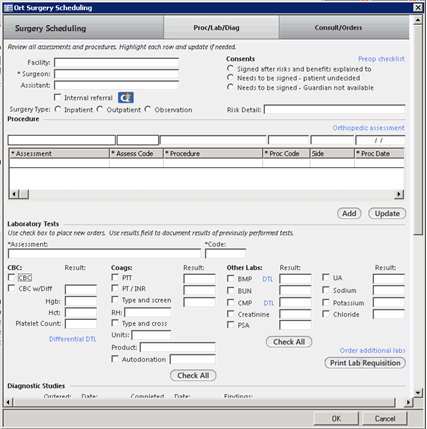 Ort Surgery Scheduling template