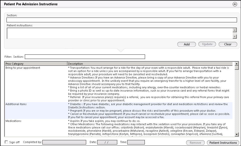Patient Pre Admission Instructions