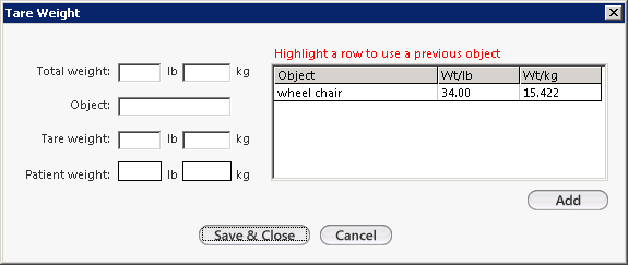Tare Weight
