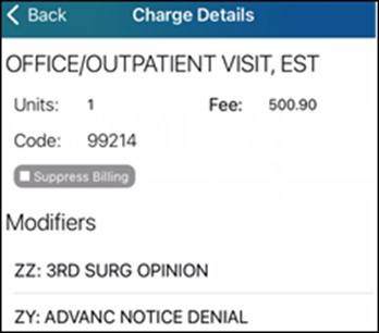 Charge Details view