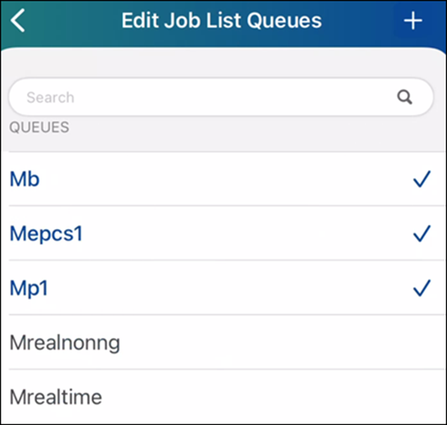Edit Job List Queues view
