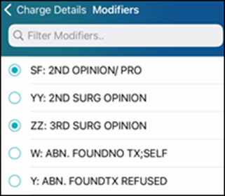 Modifiers view