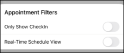 Appointment filter menu