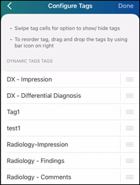 Configure Tags view