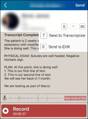 Edit options view with no device edit option