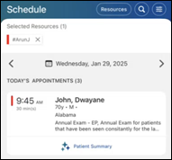 Patient Summary button on Schedule