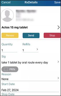 RxDetails view