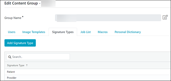 Signature Type view