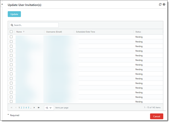 Update user invitation view