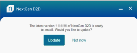 NextGen D2D Update latest version window