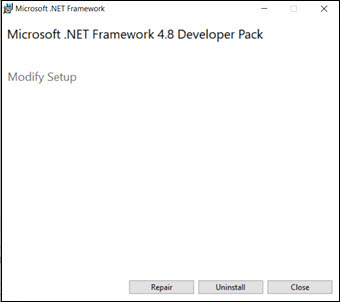 Repair and uninstall options