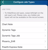 Configure Job Types view