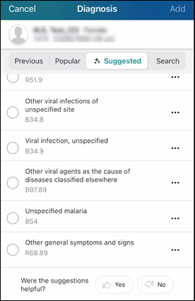 Suggested tab displaying suggestions for ambient note