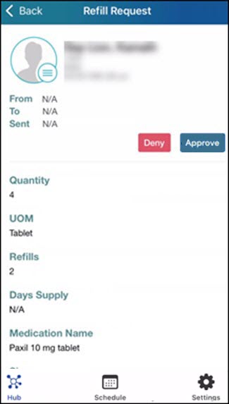 Refill Request view