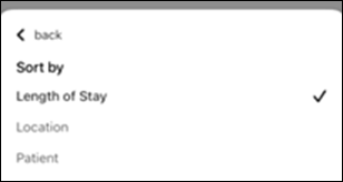 Sort options in the Stays view