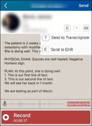 Edit options view with no device edit option