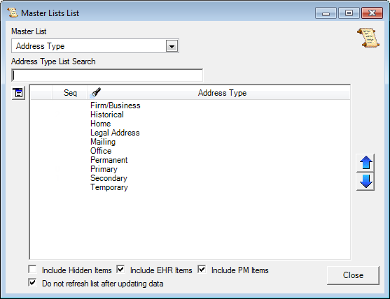 Master Lists List