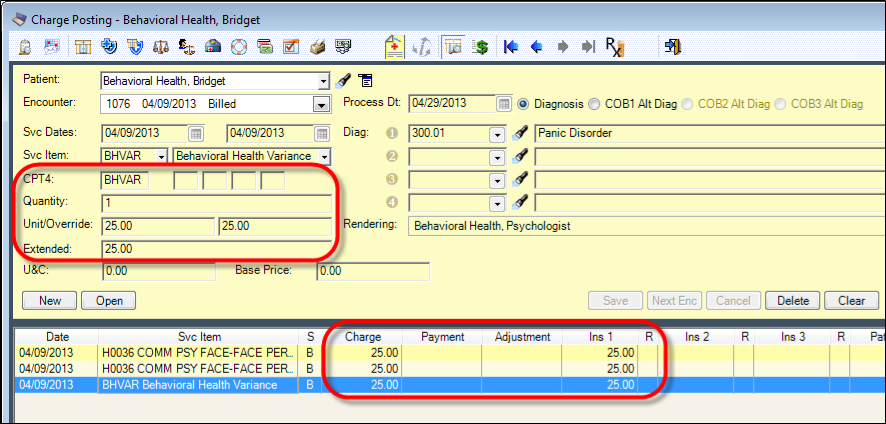 Charge Posting window; Positive Variance example