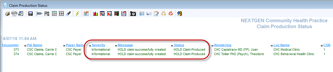 Claim Production Status