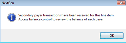 Message After a Secondary Payer Payment is Posted