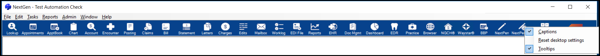 Toolbar right click menu