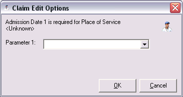 Claim Edit Options window to set the parameter