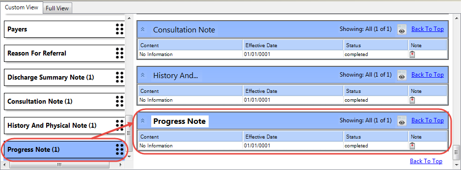 Navigate to a Clinical Notes Section