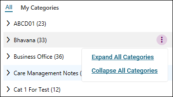 List of category options