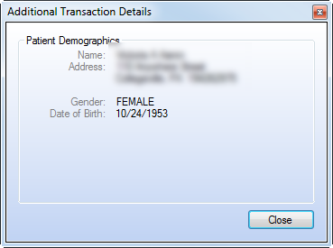 Additional Transaction Details window