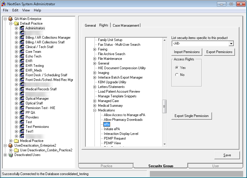 eRX setting in NextGen System Administrator