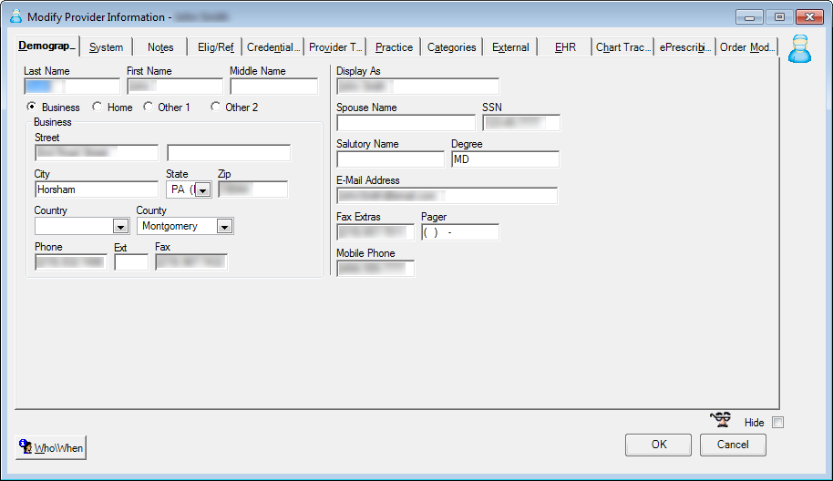 Modify Provider Information