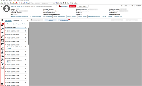 Quick Buttons displayed on the NextGen Enterprise EHR main window