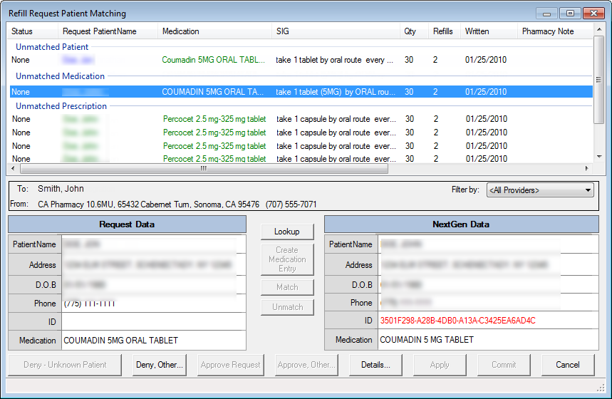 Refill Request Patient Matching