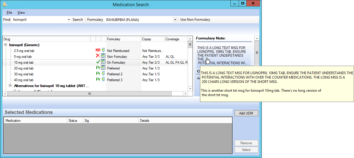Medication Search window