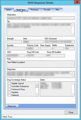 Refill Response Details window