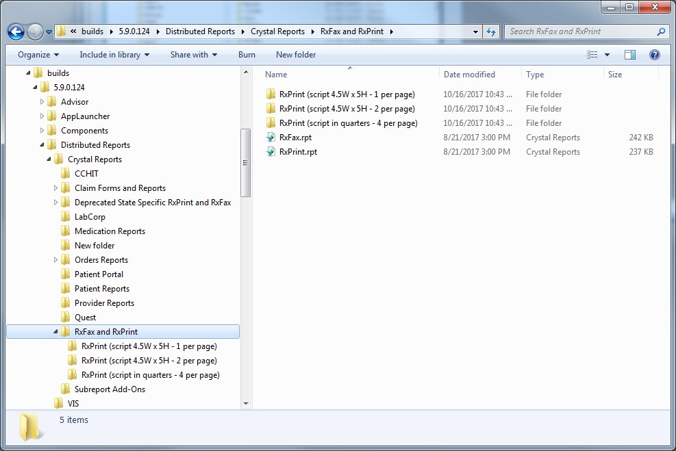 RxPrint and RxFax folder