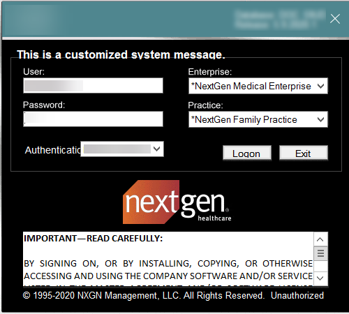 NextGen Logon Window