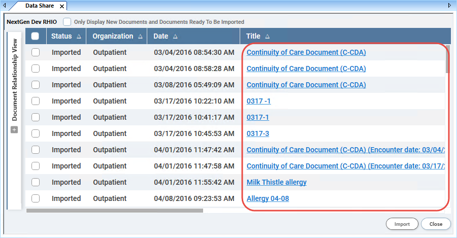 Imported Documents