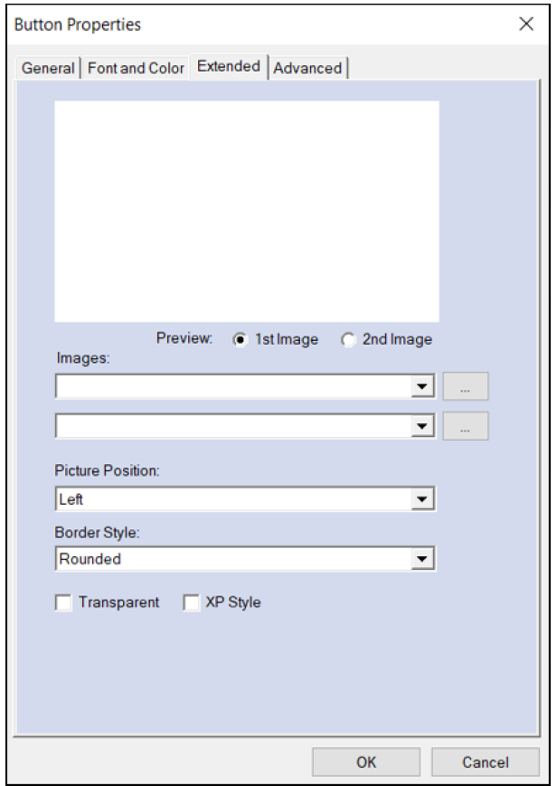 Button Properties window