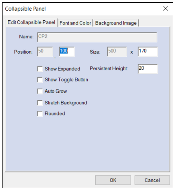 Collapsible Panel window