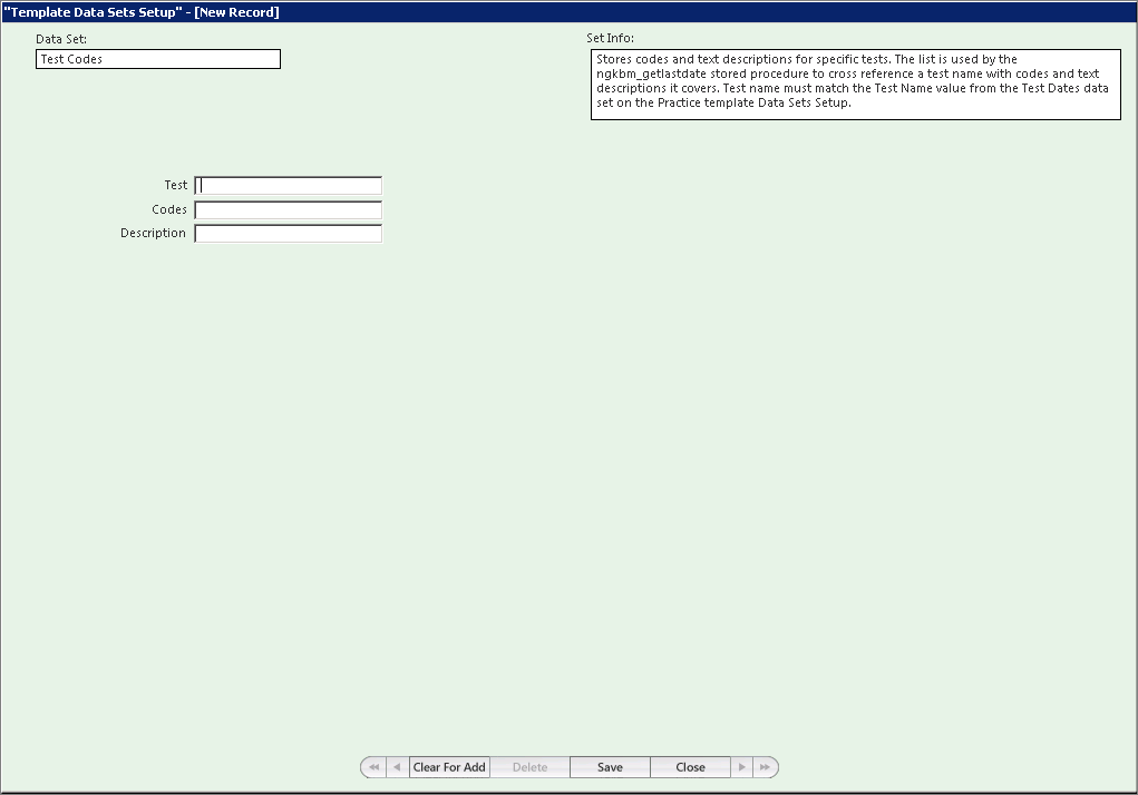 Template Data Sets
