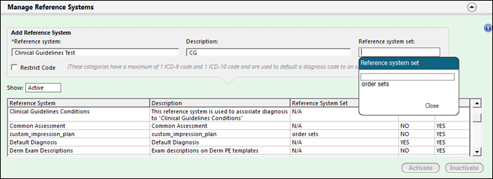 Manage reference systems panel displaying fileds to add a reference system