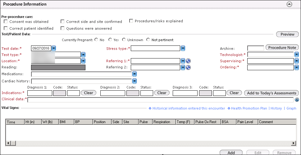 MPI-Card - Procedure Information