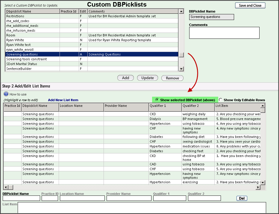 Custom DB Picklists