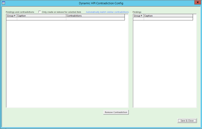 Dynamic HPI Congradiction Config