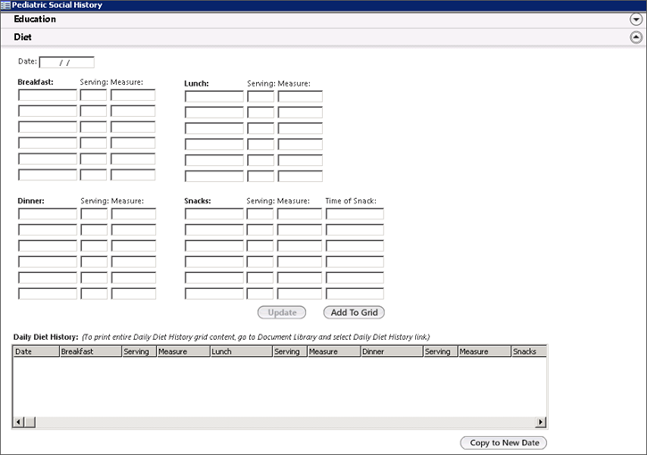 Social History – Diet